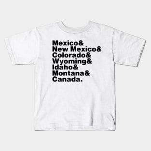 Continental Divide Trail States Kids T-Shirt
